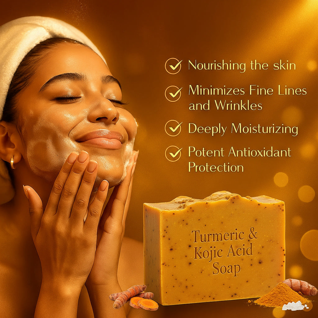 Kabila soap : Turmeric & Kojic Acid Handmade soap. Certified Organic .Non-toxic bar soap .